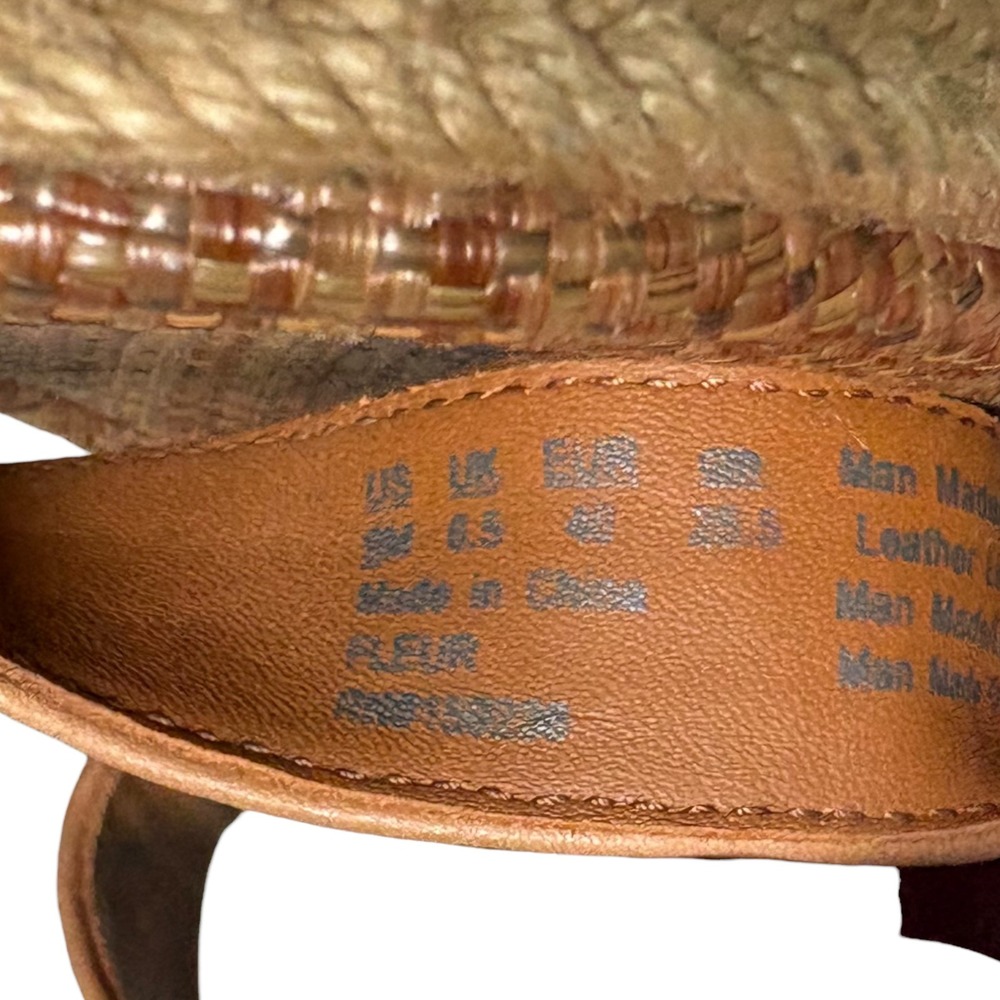 J.McLaughlin Brown Woven Espadrille Platform Sandals Bamboo Buckle Womens 9 - Picture 10 of 11